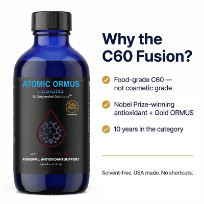 Atomic Ormus Fusions: C60 supplement bottle by Suspended Solutions