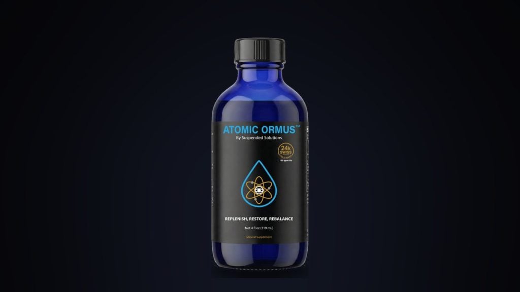 Atomic Ormus liquid in a 4 oz glass bottle